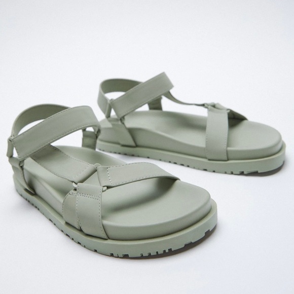 Zara Rubberized Low Heel Strap Sandals